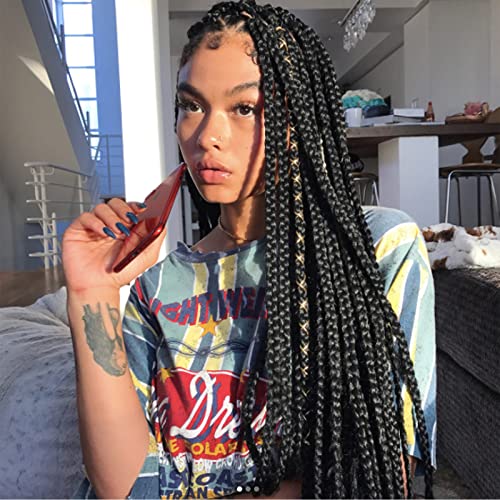 Pre-Looped Crochet Braids - 24 Inch Black 1B - 6 Pack of Synthetic Hair Extensions