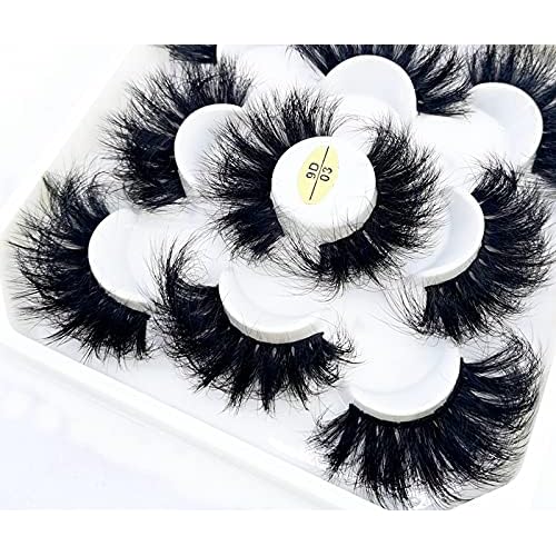 HBZGTLAD new 5 Pairs 25 mm 3d Mink Lashes Bulk Faux with Custom Natural Mink Lashes Pack Short Wholesales False Eyelashes (9D-03)