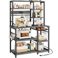 SUPERJARE Charcoal Gray Large Bakers Rack with Power Outlets, 39.4 Inch Microwave Stand