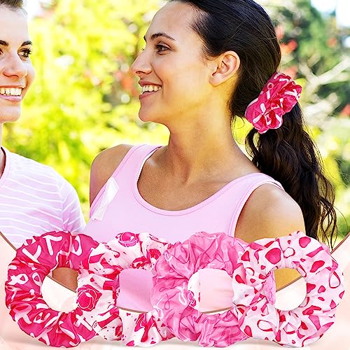 Breast Cancer Awareness Scrunchies Set - Pink Satin Hair Ties, 60pcs