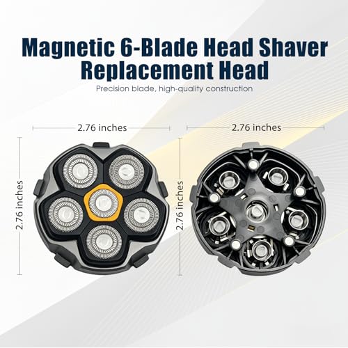 Magnetic 6-Blade Replacement Heads for Electric Shavers 2 Packs - Waterproof & Self-Sharpening