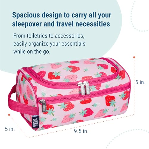 Wildkin Strawberry Patch Toiletry Bag for Kids, Travel & Overnight Use