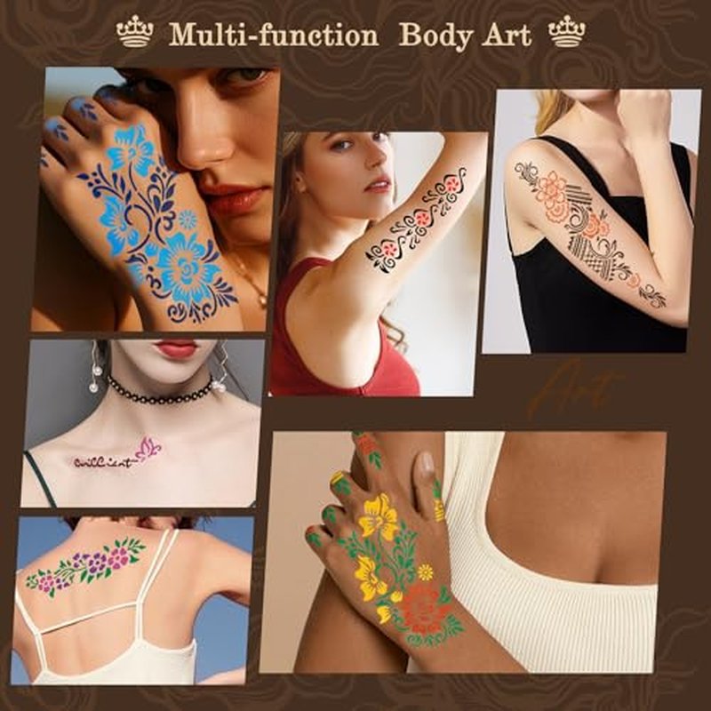 11 Colors Temporary Tattoo Ink Kit, 11 Bottles Tattoo Ink with 1Pcs Outline Pen for DIY Body Paint, Safe & Easy tattoos(Black,Red,Green,Purple,Orange,Navy, Blue,Brown,Pink,Grey,Yellow)