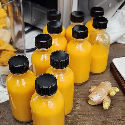 White 24-Pack 2oz Glass Ginger Shot Bottles with Caps & Funnels