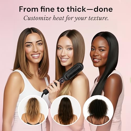 Digital Comb Hair Straightener Brush - Black - 2-in-1 Ionic Styling Tool