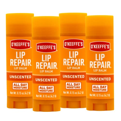 Unscented Lip Repair Lip Balm for Dry, Cracked Lips - Pack of 4