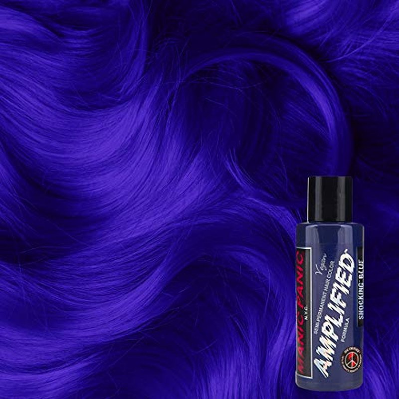 MANIC PANIC Shocking Blue Semi-Permanent Hair Dye - Amplified with Purple Undertones for All Hair Shades - Vegan, PPD & Ammonia-Free Coloring for Women & Men