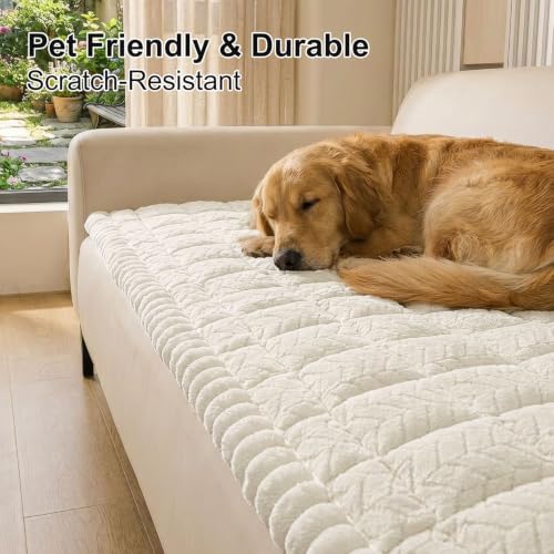 Beige Non-Slip Fuzzy Couch Cover for Dogs - 27.6x82.7 Inches