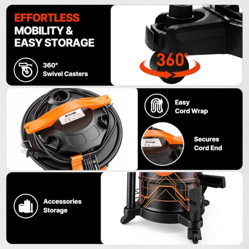 20L Ash Vacuum for Pellet Stoves 1200W Super-Powered Suction with Metal Canister