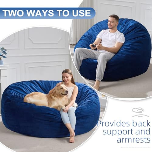 Oversized Velvet Bean Bag Chair - Blue XX-Large | Hobestluk