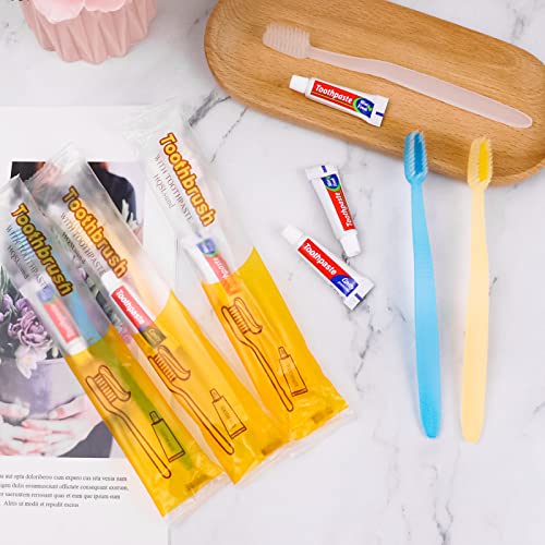 120 Pack Disposable Toothbrushes with Mini Toothpaste - Individually Wrapped, Soft Bristles, Travel-Ready