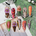 Colorful Flower 3D Floral Butterfly Press-On Nails Long Stiletto Fake Nails for Women Spring Manicure S