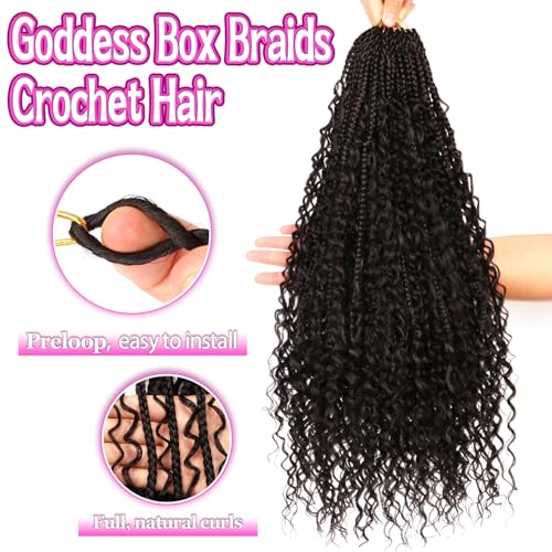 Goddess Boho Box Braids Crochet Hair - 8 Packs, 24 Inch, Color 1B# - Handmade Synthetic for Black Women