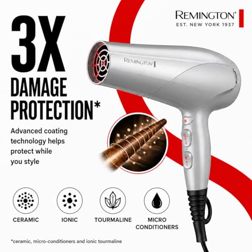 Remington Damage Protection Hair Dryer Grey - Ceramic Ionic Technology, 1875W