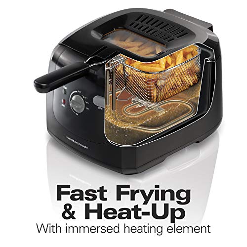 Deep Fryer with Basket - 8-Cup Capacity, Cool-Touch Sides, Adjustable Temp