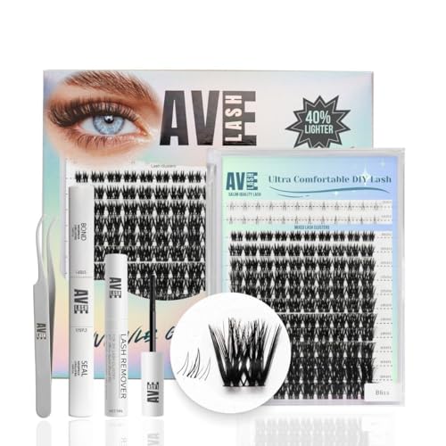 New Flora Wispy Volume Lash Clusters Kit - Waterproof (8-18mm) Ultra Thin Band With Bottom Lashes - Wispy Lash Clusters Kit individual fluffy Eyelash Clusters - AVELASH Eyelashe extension D Curl