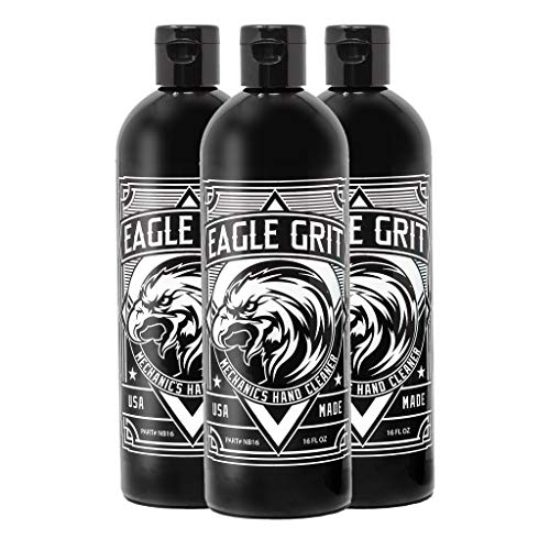 Eagle Grit Heavy Duty Industrial Hand Cleaner ? USA Made Mechanic Soap ? Silica-Based, Solvent-Free Hand Degreaser ? Removes Grease, Oil, Paint, & More ? Moisturizing, Drain & Eco-Friendly ? 3 x 16 Oz