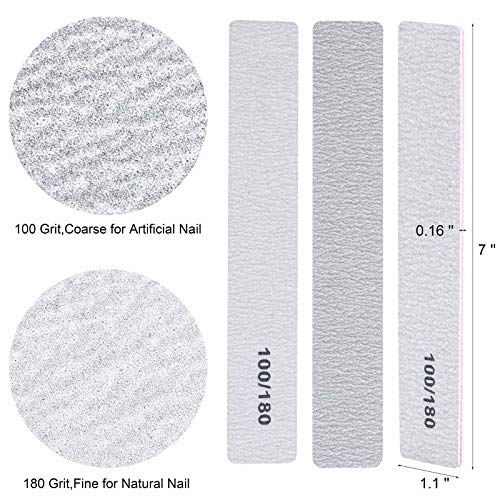100 Pack Nail Files for Acrylic Nails 100/180 Grit Double Sides Professional Buffers - Variation of THIS listing