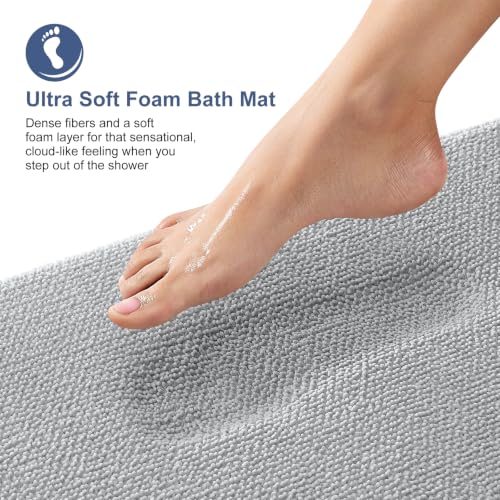 Memory Foam Bathroom Rug 59x35 Light Grey Absorbent Non-Slip Bath Mat
