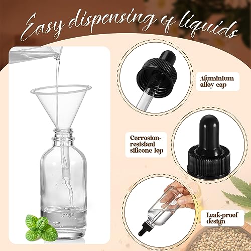 Lallisa 48 Pack Essential Oil Dropper Bottle Glass Dropper Bottles DIY for DIY essential Oil Perfume with Funnels Pipettes Labels for Bathrooms, Hotels, Labs (120 Ml,4 oz,Clear)