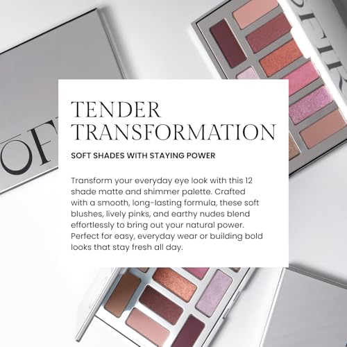 OFIR Shimmer 12-Shade Eyeshadow Palette | Buildable Pigment Adds Depth | Talc Free Eye Shadow Palette Makeup | Lightweight Powder Enhances Radiant Looks (Quiet Bloom)