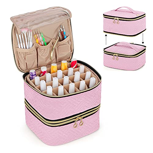LUXJA Detachable 2 Layers Nail Polish Storage Case Pink - Holds 40 Bottles