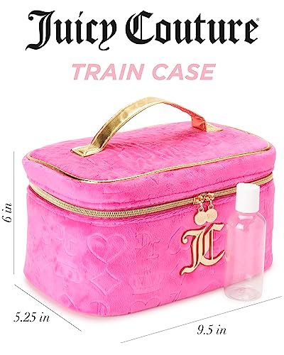 Pink Makeup Bag with Velour Train Case and Heart Crown