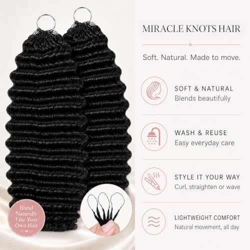 Jinhui Human Crochet Hair Feather Miracle Knots 18 Inch Black for Natural Styles