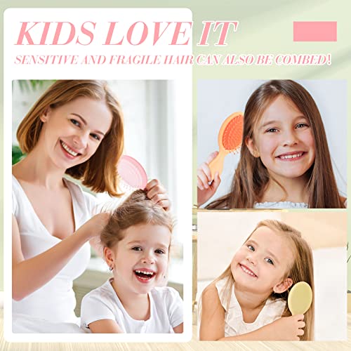 Mini Detangling Hairbrush Set - Kids Girls Travel Hairbrush with Soft Bristles, Fresh Colors