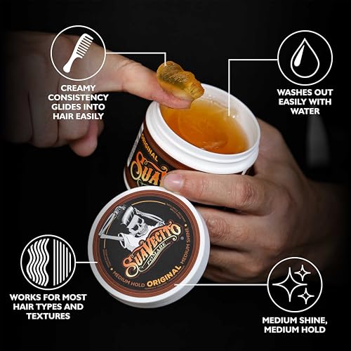 Suavecito Pomade Firme (Strong) Hold 4 oz, 1 Pack - Pomade For Men - Medium Shine Water Based Wax Like Flake Free Hair Gel - Easy To Wash Out - All Day Hold For All Hair Styles