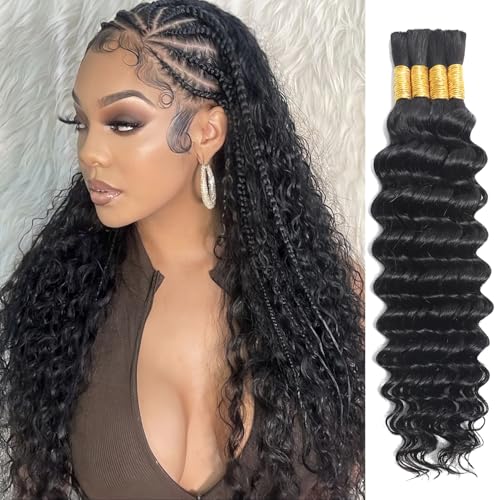 Human Braiding Hair Deep Wave 100g 16 Inch for Boho Knotless & Curly Braids