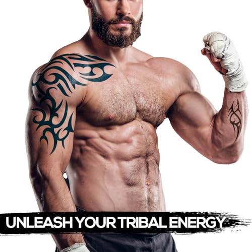 6-Sheet Large Temporary Tattoos for Men Adults Women ? Waterproof Fake Tattoos with Chest Arm Shoulder Tribal Designs ? Realistic Big Body Art for Parties and Cosplay