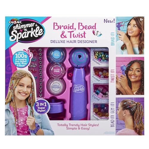Cra-Z-Art Shimmer ’n Sparkle Hair Design Kit – 3-in-1 Bead & Twist Deluxe