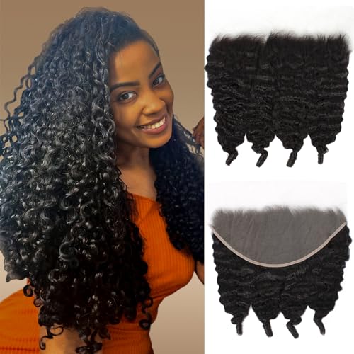 Rilago 16 inch 13x6 Lace Frontal Burmese Curly Human Hair Wig Closure