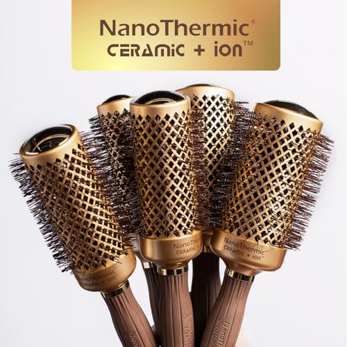 Professional Thermal Hair Brush 1 1/4 Inch - Gold/Chocolate - Olivia Garden NanoThermic