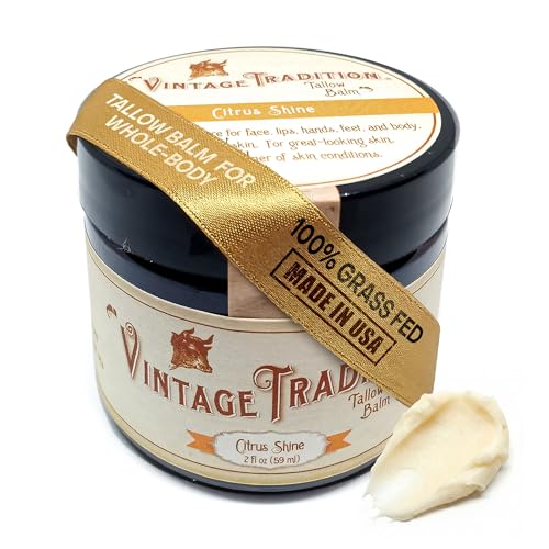 Vintage Tradition Citrus Shine Tallow Balm for Oily Skin & Razor Burn – 2 oz