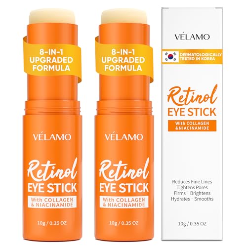 Retinol Under Eye Balm Stick 2 Pack - Korean Dark Circles & Puffiness Treatment with Collagen & Hyaluronic Acid