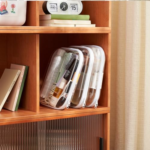 White Heavy Duty Plastic File Box - Clear Hard Shell Zipper Case 3 Pack