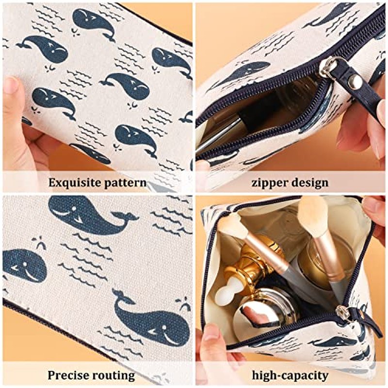 8 Pcs Canvas Cosmetic Bag, Multi-function Travel Makeup Bag Cosmetic Pouch with Zipper Travel Toiletry Bag Small Makeup Pouch Christmas Gifts Stocking Stuffers for Women