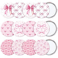 Geelin 12 Pcs Pink Compact Mirror Bulk Pink Bow Party Favors Coquette Aesthetic Mini Mirror for Purse Pocket Women Girl Birthday Valentines Day Gift Wedding Bridal Shower