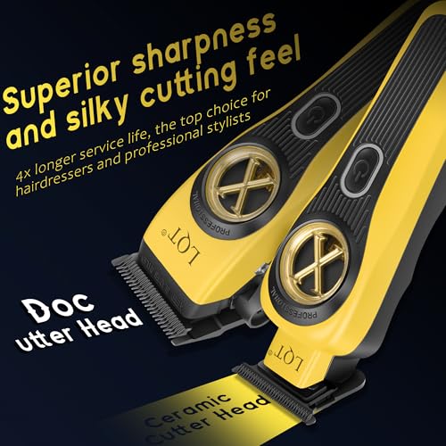Yellow Cordless Hair Clippers Kit for Men with Precision Blades & Accessories