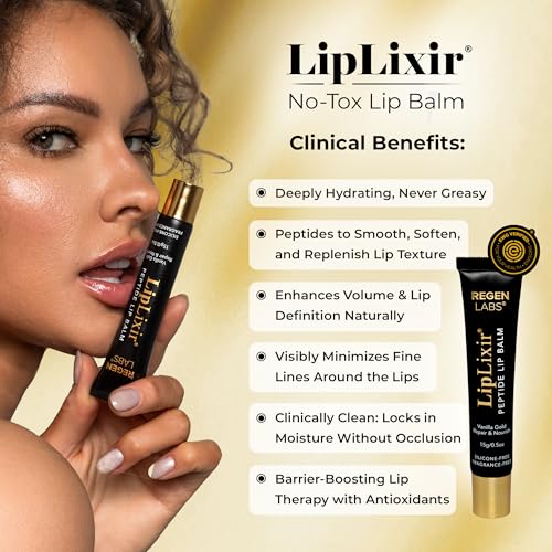 LipLixir Non Toxic Peptide Lip Balm ? EWG¢ç VERIFIED, All-Natural, Ultra-Clean, Hydrating, Doctor Approved Lip Gloss ? Fragrance-Free with Shea, Cocoa & Coconut Oil, (Reformulated Thicker Formula)