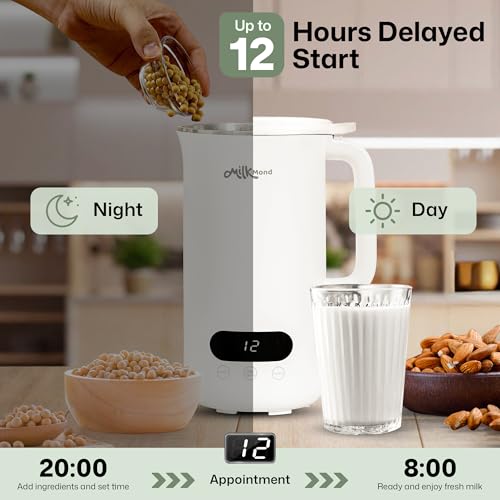 Nut Milk Maker Machine 8-in-1 with Stainless Steel Blades - White