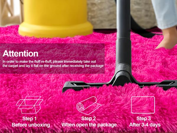 8x10 Hot Pink Area Rug for Girls Bedroom - Plush High Pile Fuzzy Carpet