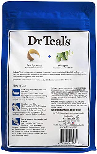 Eucalyptus & Lavender Epsom Salt Bath Soaking Solution - 48 Ounce Pack of 2, 6lbs Total