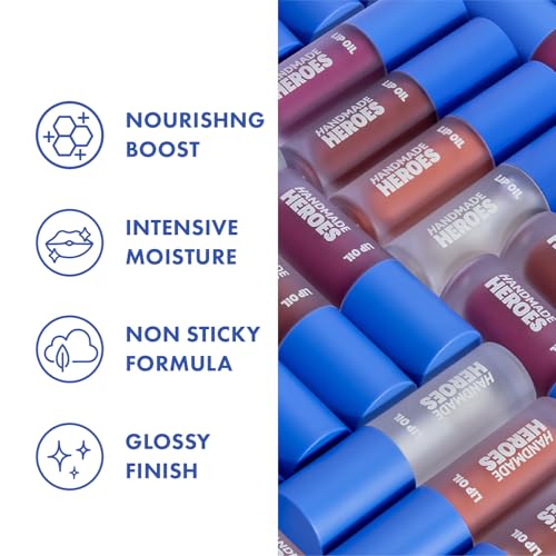 Vegan Squalane Lip Oil Set - Sweet Beet, Sugar Peach & Caramel Chestnut - Non-Sticky Lip Gloss