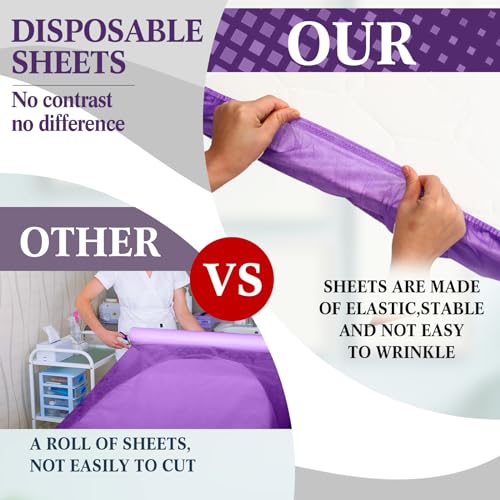 Purple Disposable Fitted Massage Table Sheets 39 x 87 Inches - Set of 30 - Mixweer