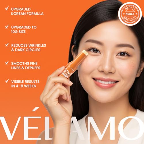 Korean Retinol Eye Balm Set - 10g 2-Pack, Upgraded Formula for Dark Circles Puffiness & Wrinkles - Hypoallergenic & Brightening