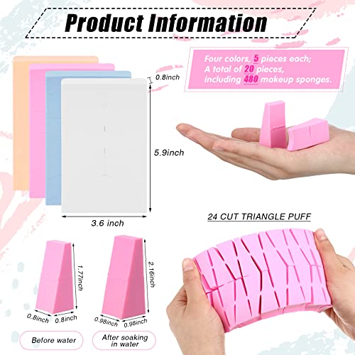 Makeup Wedges Sponges Bulk Set 480 Pieces - Reusable Face & Eye Applicators