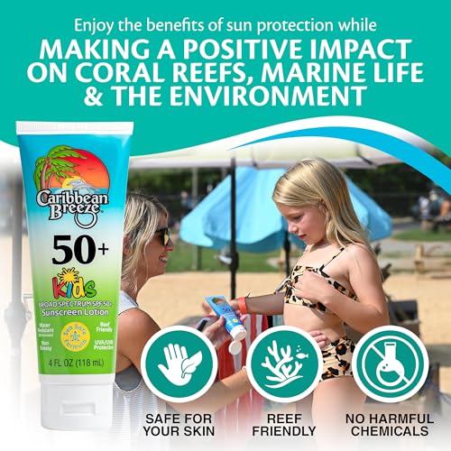 Reef Friendly Kids Sunscreen SPF 50, Mango Lime Scent Body Lotion, Rich in Anti-Oxidants, Water Resistant Up to 80 Minutes, Broad Spectrum, 4 oz, 2 Pack